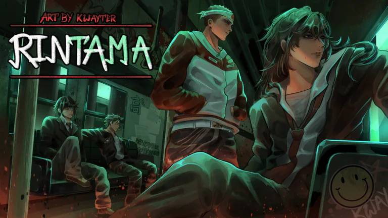 Illustrated Rintama High students gathered inside a dark train car